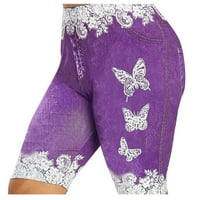 Xinqinghao ženske hlače Trendi ljetni elegantni leptir Print kratke hlače traperice plus veličina tanka