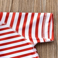 Eyicmarn Dječji kupaći kostimi za bebe Jedan komad, Dnevna noćna staza za neovisnost Stripe uzorak kratkih rukava sa zatvaračem prednje kupaće odijelo