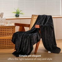 Fleece crna pokrivačica - Fluffy bake za bacanje pokrivač za kauč, male toplo putovanje pokrivač kauč,