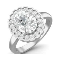 3. Carat Moissine Diamond e boja vs jasnoća sjajna rez n sterling srebrni okrugli oblik solitaire prsten za žene