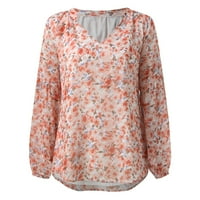 Ženske majice s dugim rukavima od pune boje na plaži cvjetni šifon labav V izrez casual top ljetni bluze