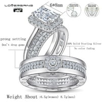 Vjenčani prsten setovi njegove i njene parove žene i muškarci S Sterling Sille svadbene trake