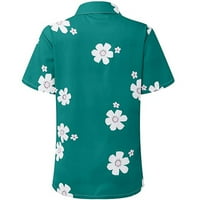 Modni gumb dolje majice za žene Ljeto kratki rukav V izrez rever cvjetni ispis bluze casual bagedy tops