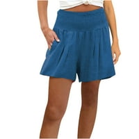 Smanjene ženske plus pamučne kratke hlače visoke elastične strukske naborane slatke kratke hlače plaža