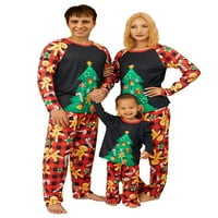 Blotona Porodična Božićna pidžama Podudaranje božićno drvce Ispiši Raglan vrhovi sa dugim hlačama za