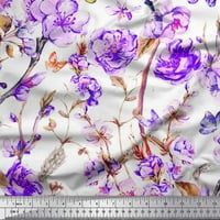 Soimoi ljubičasta Crepe svilena tkanina od pera, insekta i cvjetni otisak šivanja tkanine BTY wide