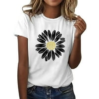 IOPQO Plus veličine za žene Žene Suncokret Ljeto Majica Plus size Labavi bluza Vrhunska djevojka kratkih