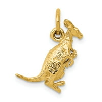 Real 14KT žuto zlato 3D kengur sa privjeskom sa Joey Charm; za odrasle i tinejdžere; Za žene i muškarce