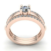 Originalna 1.5ctw okruglica Diamond Dame Dame Bridal Solitaire Angažman prsten od punog 10k ruža, bijela