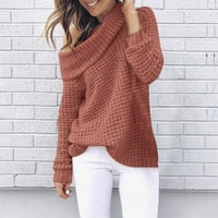 CAICJ džemperi za žene Ženske posade izrez dugih rukava u boji blok pletena džemper casual pulover skakač