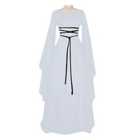 Žene ljetne haljine za žene A-line haljina za odmor Boho gležnja Dužina okruglog izreka Čvrsti bijeli