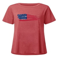 Glonme Žene SAD Zastava Print Modni pulover Looja za odmor Majica Visoki majica s niskim hem radom TUNIC