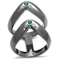 Ženski IP svijetlo crnog prstena od nehrđajućeg čelika sa gornjim kristalom u više boja - veličine 7