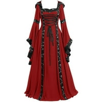 Aloohaidyvio Ljetne haljine za žene, modni ženski vintage podne duljine gotičke haljine Halloween dugih