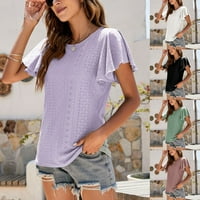 Žene ljetne vrhove ruffle rukave majice majice posade krasnih majica tunika