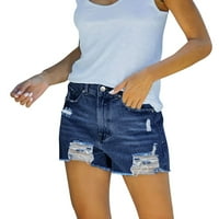 Puawkoer Jean Scropping sredinom ljetnih kratkih hlača sa džepom rastezljivih kratkih kratkih struka