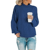 Veliki džemperi za žene, ženska ležerna Soild dugi rukav debeli pleteni pulover Turtleneck džemper dres