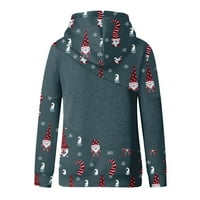 Ružni božićni džemper za žene Trendi plaćeni gnomi Print dugih rukava Pad dukserice s kapuljačom