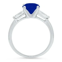 2.0ct okrugli rez simulirani plavi safir 18k bijeli zlatni godišnjički angažman kamena prstena veličine 6,25