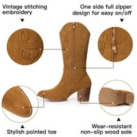 Kaubojske čizme za žene vezene zapadne kaubojske kaubojske kaubojske cipele CHUNKY cipele s potpornim