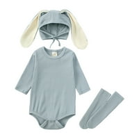 Baby Boys Girls Bunny Outfits Rebrad bodičatske djevice s dugim zeko ušim uho čarape Odjeća set luk