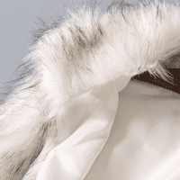 Ženska zimska dugačka vunena prugasta okrugla vrata bez rukava plus veličina boja bijeli-s