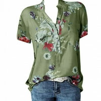 Labavi i udoban ženski modni casual kratkih rukava cvijet za print uzorak labav majica Popularno