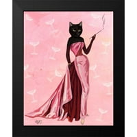FAB Funky Black Modern Framed Museum Art Print pod nazivom - Glamour Cat u ružičastoj boji