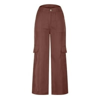 Viadha Womens Radne hlače Modne boje Casual Srednje struine pantalone sa džepnim strukom Teretne hlače