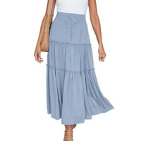 Ženska Flowy Summer Beach Long suknja Visoko struk vukodlačka rufne suknje maxi suknje Elegantne suknje