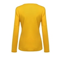 Zimske pad majice za žene casual vrhovi obvezni u boji u boji Color Collowision Dugi rukavi plus veličina Jednostavna majica za bluzu