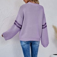 Ženska modna ležerna temperatura labavi okrugli vrat Pulover voli dugi rukav pleteni džemper