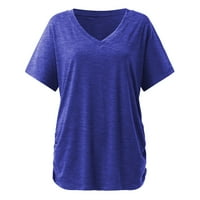 Košulje za žene Grafičke kratke rukave V izrez obični u boji meko labavi ugradnju ljetnih majica za