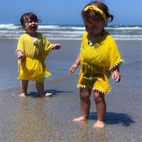 Modna djeca dječja djevojka haljina ljetna plaža kupaći kostim cvjetni haljina batwing rukava bikini stil odijelo 6m-5y