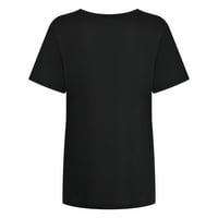 Ženski vrhovi ženske labave bluze okrugli vrat kratkih rukava Halloween tisak T-majice crne xxl
