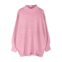 SimplMayGeni Clearence Trendi džemperi s dugim rukavima za žene Plus size Modne žene Solid Boja dugih