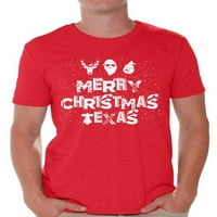 Newkward Styles Merry Božićne majice Božićne majice za muškarce Texas majice Muški odmor Tee Merry Božićna
