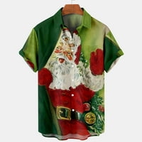 The Night prije božićnih majica za muškarce Ležerne prilike kratkih rukava Xmas Santa Claus Ispiši gumb