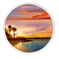 Palm Tree Pejzažni ručnik za plažu, prekrasan zalazak sunca na plaži Mallorca Balearska ostrva Plaža