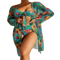 Ženska odijela za kupaće cvjetno lišće Ispis kapljica kapljica grudnjaka dno dugih rukava Otvoreni poklopac za poklopac bikini