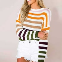 Vivianyo HD džemperi za žene za čišćenje plus veličina Ženska modna prugasta bojablock obrezana kratka