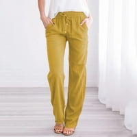 Posteljine hlače za žene plus veličine visoke strukske hlače sa širokim širinim hlačama casual comfy
