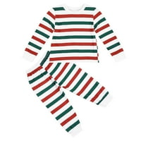Dječji božićni podudaranje PJS za obiteljske pidžame Set Pismo Stripe Print vrhovi i hlače Set za odjeću