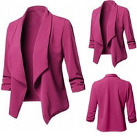 Ženski rad Ležeran otvoreni prednji kardigan čvrsti dugi rukav bluže jakne lagani rever modni kaput vrhovi