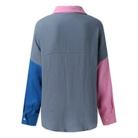 Ženska bluza patchwork ispisani dugi rukav labav elegantni elegantni gumb dole Ležerne ljetne košulje
