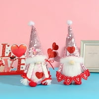 Valentinovo Gnomes lutka plišana lutka, dodatna šeširka DWARF dekor lutke, ručno rađen ručni ukras Gnome