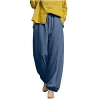 Ženski labavi džepovi, elastični struk, casual hlače u boji