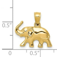 Carat u Karatsu 14k žuto zlato 3-D privjesak na slonu šarm sa 14k žutom zlatnom laganom konopnom ogrlicu