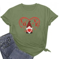 Valentinovo košulja za žene Slatke Gnomes Love Heart tiskane majice Kratki rukav Labavi bluzu