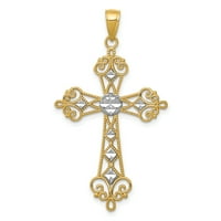 14k žuto zlato izrezalo križ religiozni privjesak šarm ogrlica Fleur de lis fini nakit za žene poklone